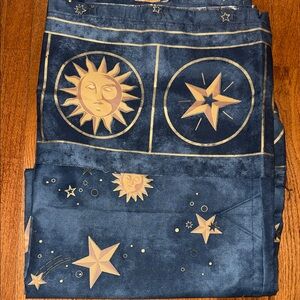 Blue and Gold Celestial Print shower curtain
